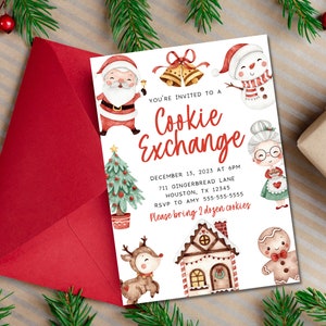 Cookie Exchange Invite Editable Printable Invitation Template Digital ...