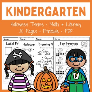 Kindergarten Worksheets - Printable - Homeschool - Teacher Resources - Instant Download - Halloween - No prep