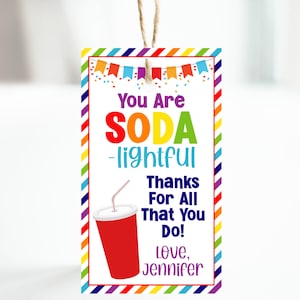 Appreciation tag - Editable - Printable - Gift tag - Soda gift tag