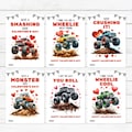 Monster Truck Valentine Cards - Printable - Wheelie - Kids Valentines - School Valentine Card - Class Party - Boys Valentine Cards - PDF