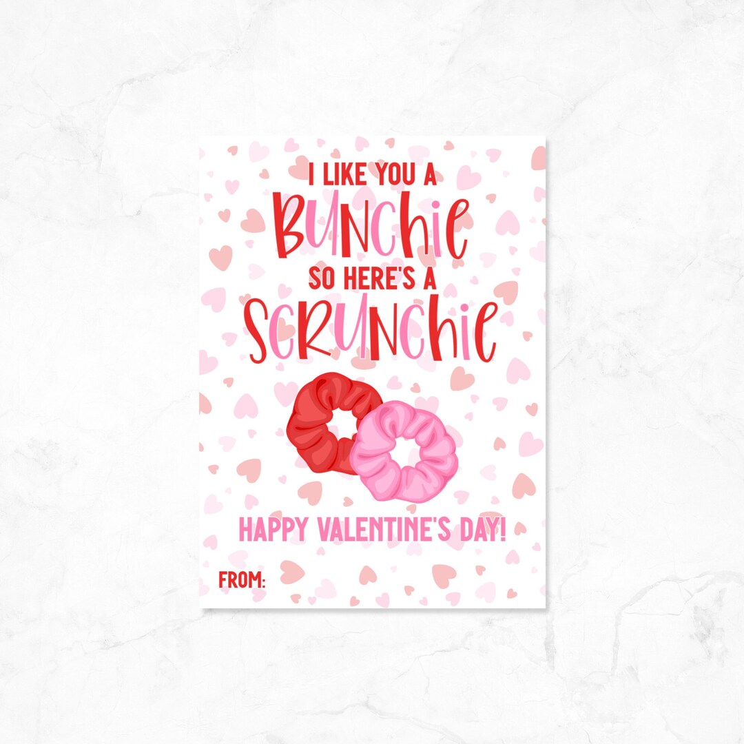 Scrunchie Valentine Printable Hair Tie Valentine #39 s Day Cards Instant Scrunchie Valentine Printable Hair Tie Valentine #39 s Day Cards Instant