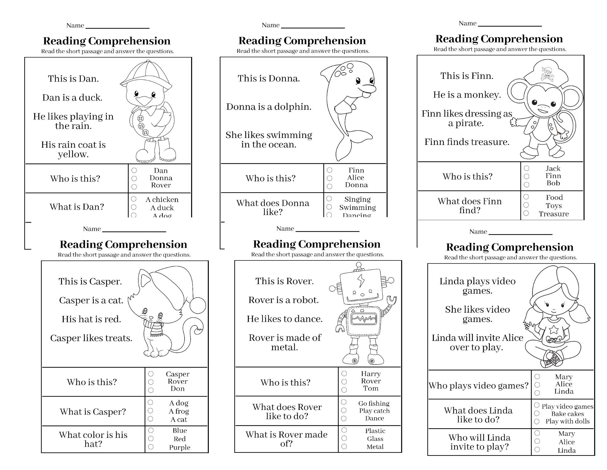 Hojas De Trabajo De Lectura Imprimibles Gratuitas Para Primer Grado