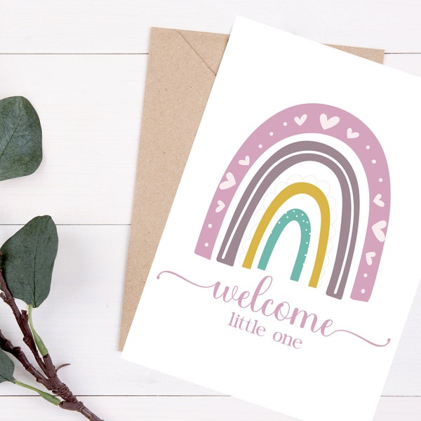 Baby shower card - Printable - Instant download - New baby - Rainbow