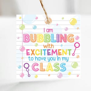 First day of school tags - Printable - School Tags - Student Favor Tags - Back to School - Instant Download - Bubbling with excitement