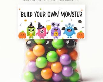 Halloween bag topper - Printable - Build Your Own Monster - Instant Download - Kid's Halloween - Bag Tag - Digital Download