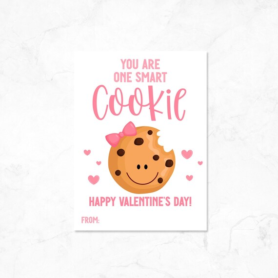 Printable Cookie Valentine - Kids Valentine Card - Instant Download - School Valentines - Class Valentines - Digital Download