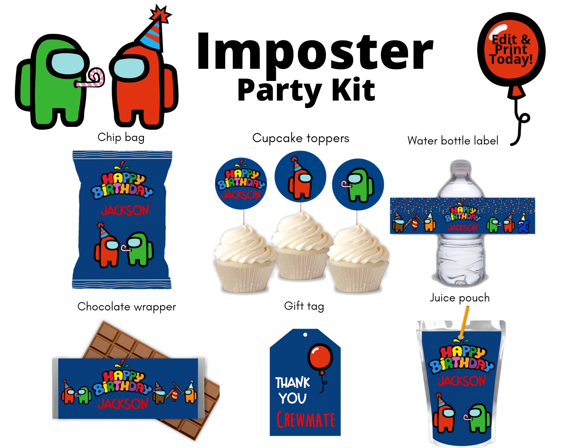 Among us birthday party Decoration Favors Supplies Etsy