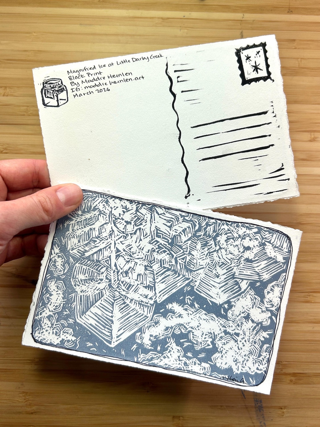 Magnified Ice Linocut Print - March 2026 - Etsy