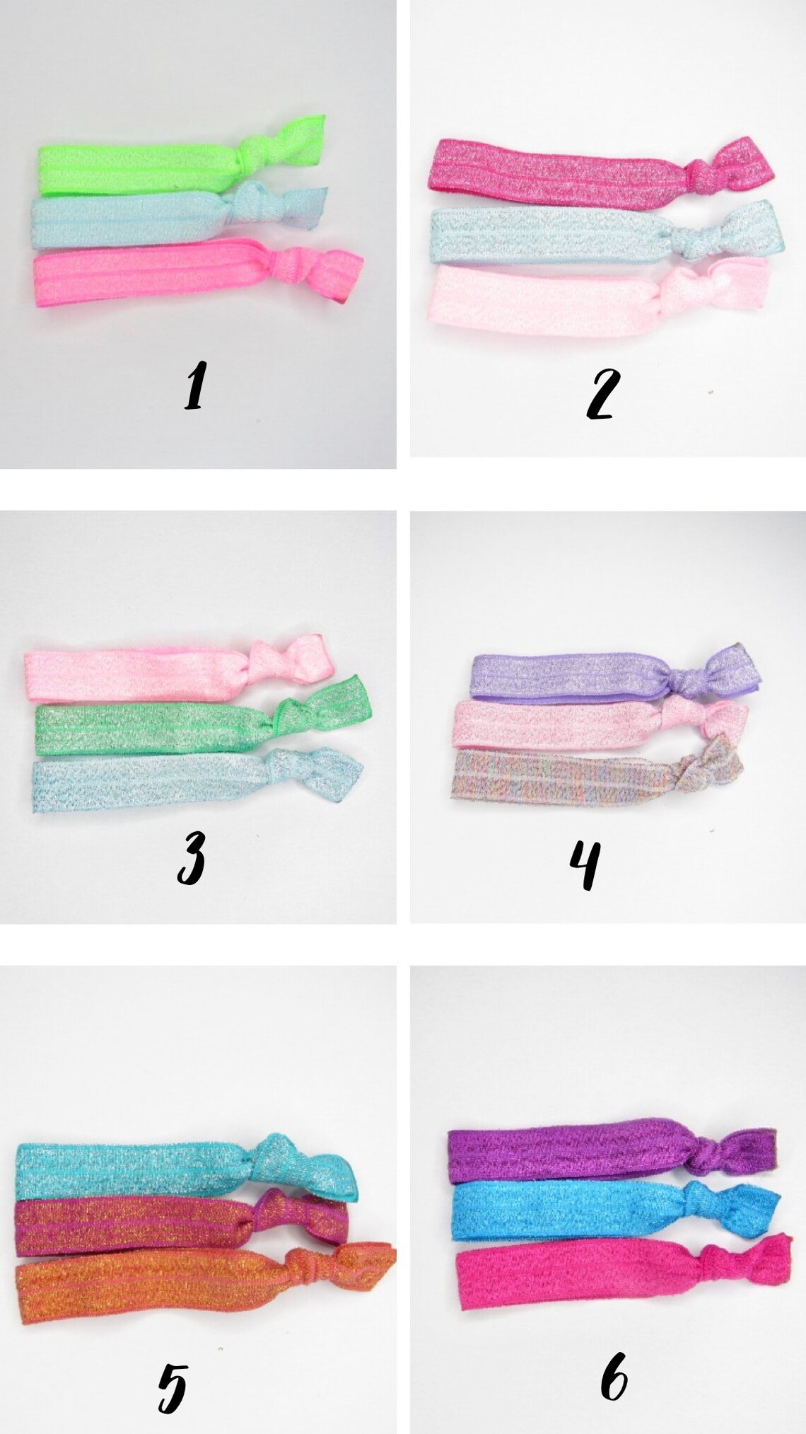Glitter Hair Elastic Packs 3 elastics per pack Etsy