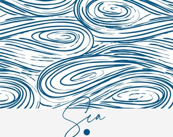 Sea waves seamless pattern, Sea waves digital paper, Marine abstract print, Texture vector waves, Ocean digital print
