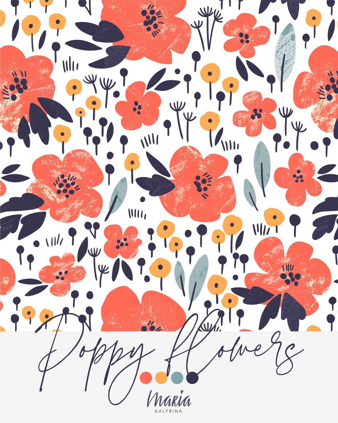POPPY FLOWERS Vector Seamless Pattern Available for Licensing - Etsy