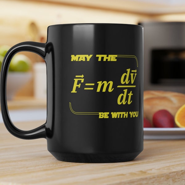 Physics Teacher Present, Physics Teacher Gift, Back To School Gift for teacher, Physic May The Force Be With You Large Black Mug 15oz