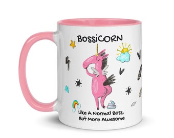 Bossicorn Mug Unicorn Like A Normal Boss But More Awesome, Funny Boss Gift Idea, Unicorn Gift for Boss, Boss Birthday Gift, Manager Gift.