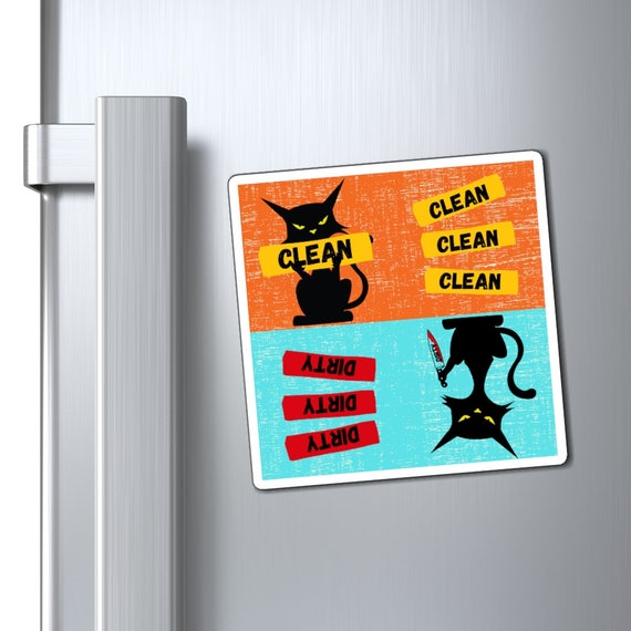 Black Cat Dishwasher Magnet Clean Dirty, Funny Cat Magnet, Dirty Cat, Scary  Cat, Sarcastic Cat Magnets, cat lover gift, Cat Mom Gift Idea