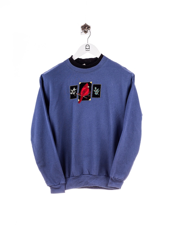Vintage Top Stitch Cardinal Bird Stick Sweatshirt