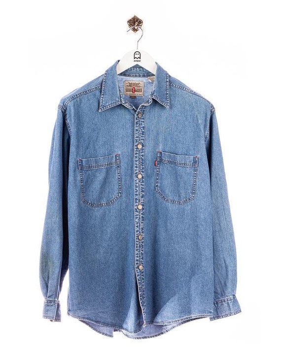 Vintage Levis Double Pocket Denim Shirt Blue