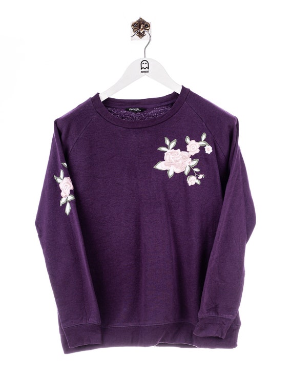 Vintage George Floral Print Sweatshirt Purple/Flor