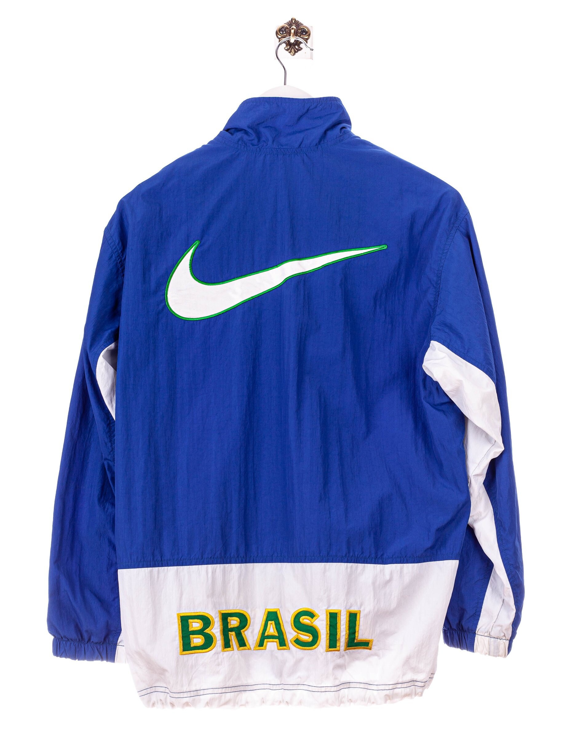 Vintage Nike Transitional Jacket Brasil Swoosh Stick Blue | Etsy