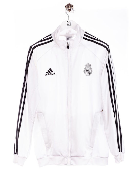 Vintage adidas Real Madrid Print Sweat Jacket Whit