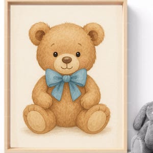 Teddy Bear Nursery Wall Art Print, Cute Bear Poster for Baby Room, Unframed Nursery Decor, Neutral Baby Shower Gift