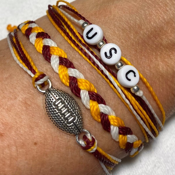 USC TROJANS Charm Bracelet Set, Pura Vida Style Bracelet, University of Southern California Jewelry, Trojans Girl Gift
