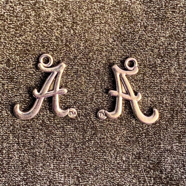 Silver Tone Arkansas Alabama Letter “A” Charms, Earring Necklace Bracelet Gift