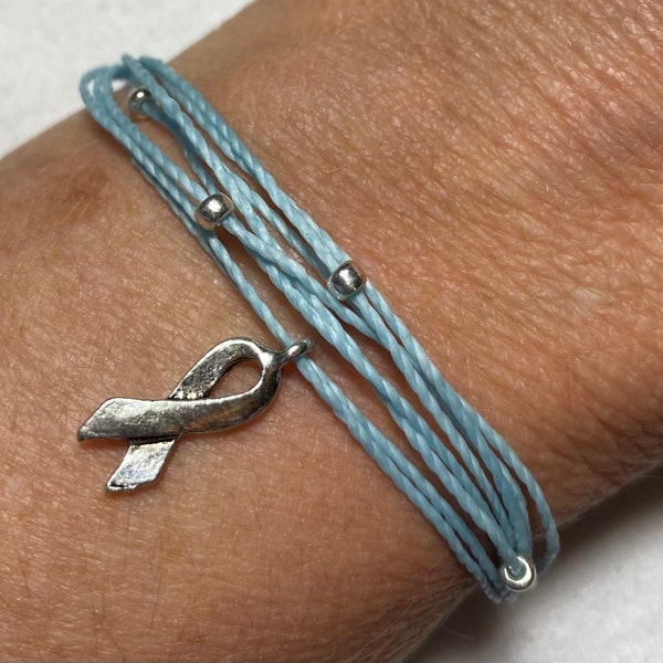 LIGHT BLUE String Bracelet for Addison's Disease, Cushing Syndrome, Prostate Cancer, PKU, Thyroid Disease and Spay/Neuter Pet Awareness