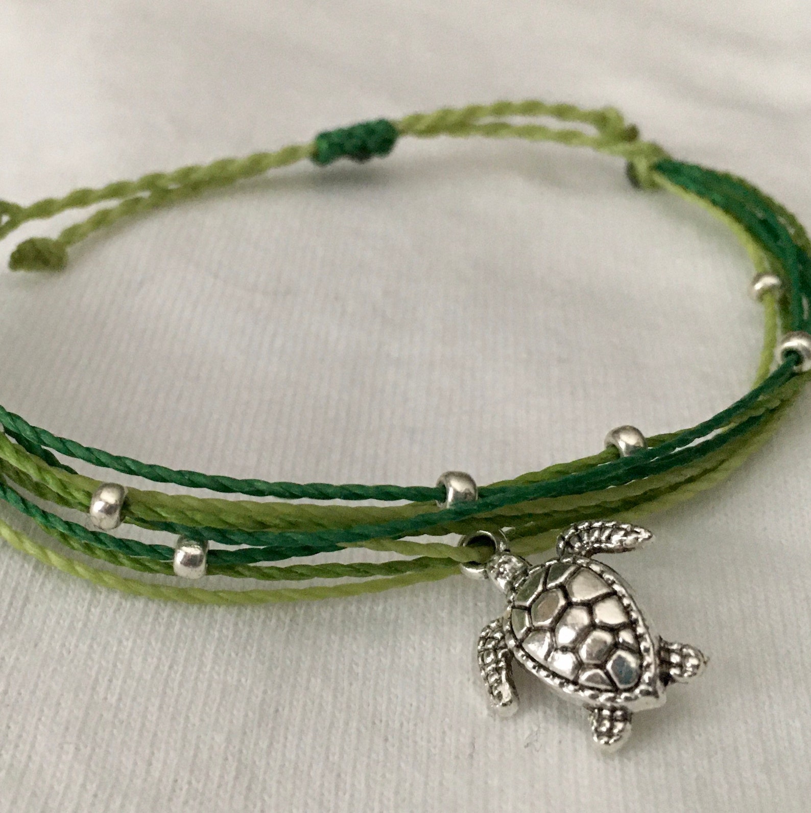 SEA TURTLE Charm Bracelet Stackable String Charm Bracelet Etsy