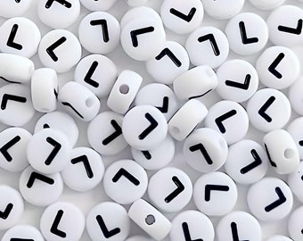 100 Letter L 7mm Acrylic Round White Alphabet Letter Beads