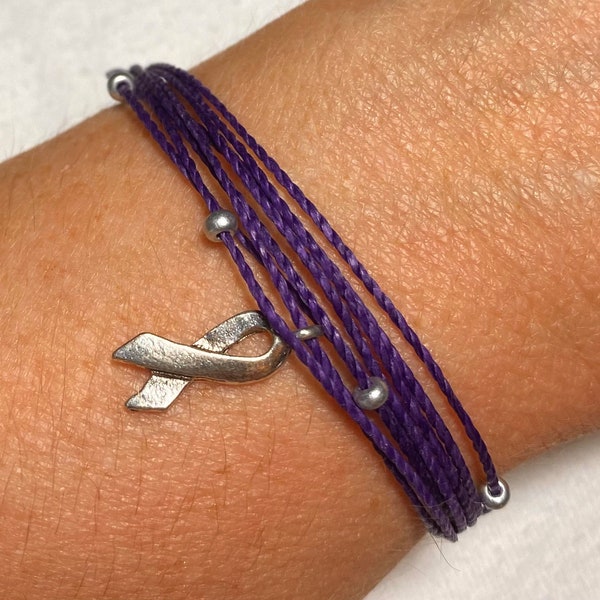 PURPLE String Bracelet for Lupus, Pancreatic Cancer, Domestic Violence, Crohn’s Disease, Epilepsy & Alzheimer’s Disease Awareness