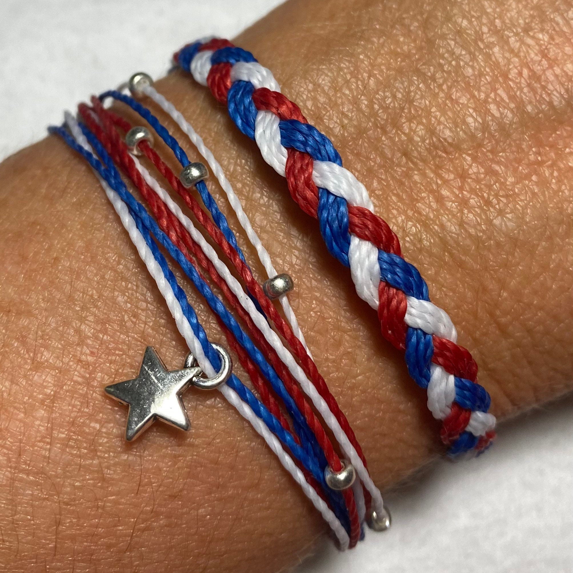 Red White and Blue Bracelet Set Etsy