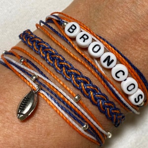 BRONCOS Football Charm Bracelet Set, Broncos Jewelry, Pura Vida Style Bracelet