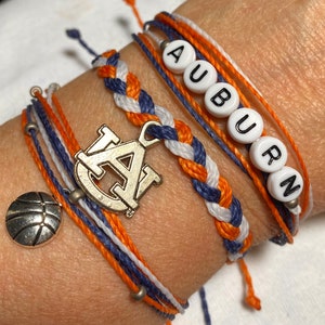 AUBURN Tigers Stackable Charm Bracelet Set, Pura Vida Style Bracelet, Auburn Football Girl Gift, Auburn Basketball