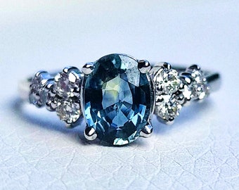 Delicate Sapphire and diamonds ring, Pear Sapphire and diamonds engagement ring, Sapphire and diamond ring