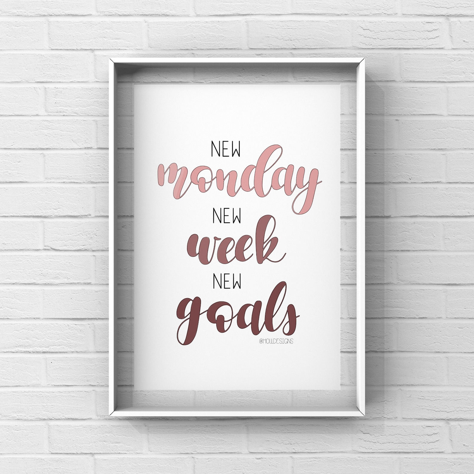 New Monday New Week New Goals Quote Print Motivation Etsy
