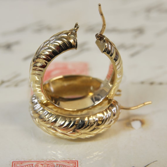 9ct Textured Thick Hollow Hoop Earrings