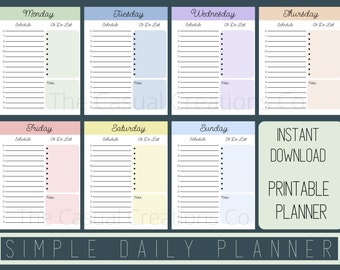 Simple Planner, Printable Planner, Daily Planner, Weekly Planner, To Do List, Simple Planner, PDF, Instant Download, Schedule