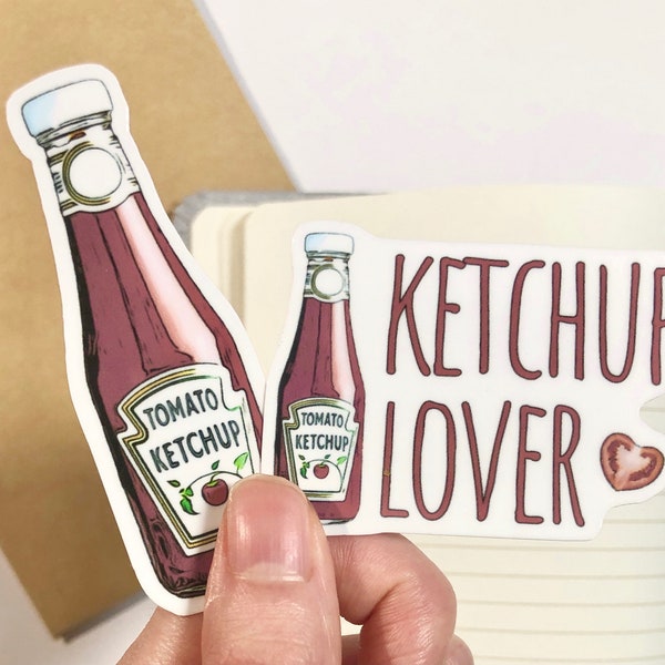 Ketchup Bottle Sticker | Waterproof Ketchup Lover Sticker Set | Laminated Sticker Set for Laptop, Phone, Water Bottle, Bullet Journal