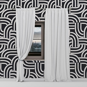Black and White Geometric Peel and Stick Wallpaper: Art Deco Chain Links
