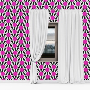 Papier peint Art Deco Wave : décoration murale rose fuchsia