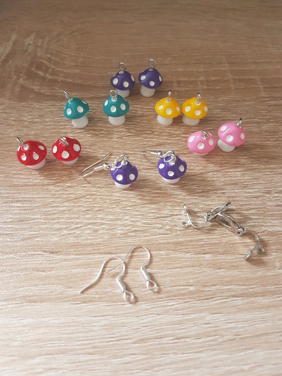 Yellow mini mushroom earrings