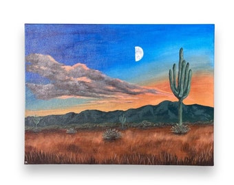 Nature Landscape Painting Canvas Art, Arizona Sky Desert, 18x24 Acrylic Wall Hanging, Nature Paintings, Landscape Canvas Art
