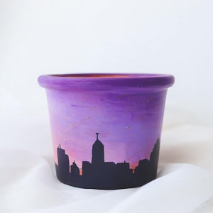 Minneapolis Skyline Sunset Pot Hand Painted Terracotta Pot with Drainage Hole Succulent Pot Indoor Planter Ready to Ship image 2