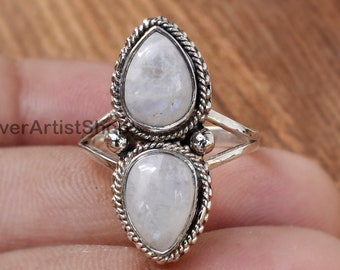 Genuine Moonstone Ring, Moonstone Silver Ring, Pear Shaped Moonstone Ring, Moonstone Ring, Teardrop Ring, Teardrop Moonstone Ring, Boho Ring