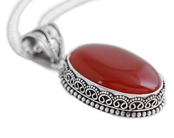 Gold Plated Pendant For Women Genuine Red Onyx Jewelry Necklace Marquise Shape Desinger Handmade Charms