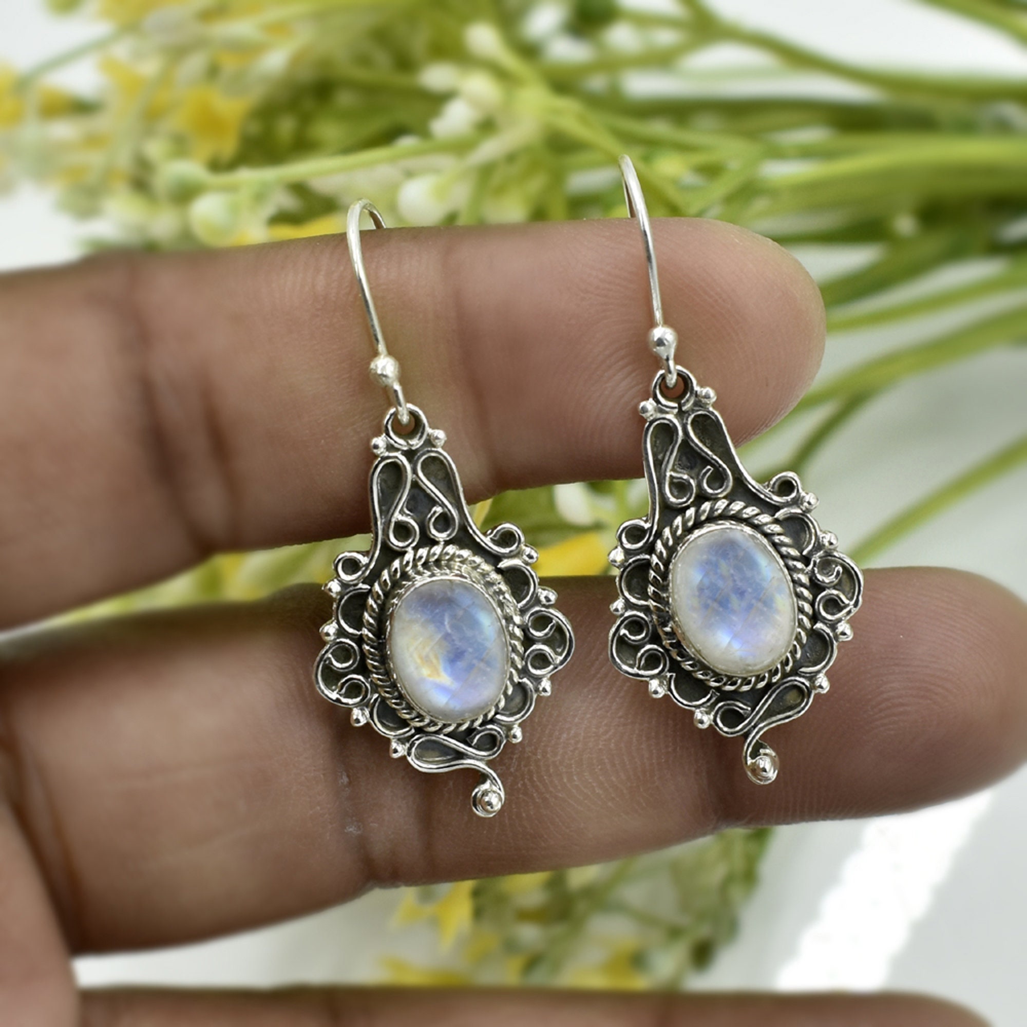 Moonstone silver earrings deals