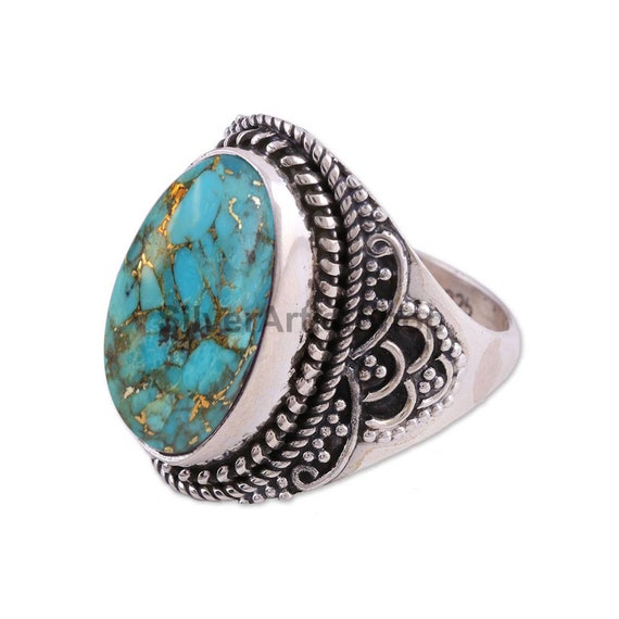 Buy Blue Copper Ring, 925 Silver Ring, Copper Turquoise Ring, Gemstone Ring,  Oval Shape Ring, Antique Ring, December Ring, Winter's Jewelry. Online in  India - Etsy