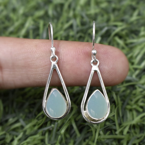 Crystal Quartz and Teal Grandidierite Waterfall Cascade Earrings in Sterling  Silver - Etsy