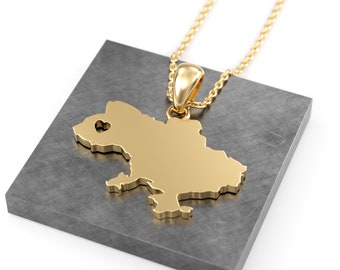 18K Gold Plated Ukraine Map Pendant Necklace Gift Jewellery Ukrainian Necklace