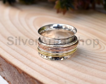 Solide Argent Sterling 925 Spinner Ring Bague Méditation Statement Anneau Taille 0003. 